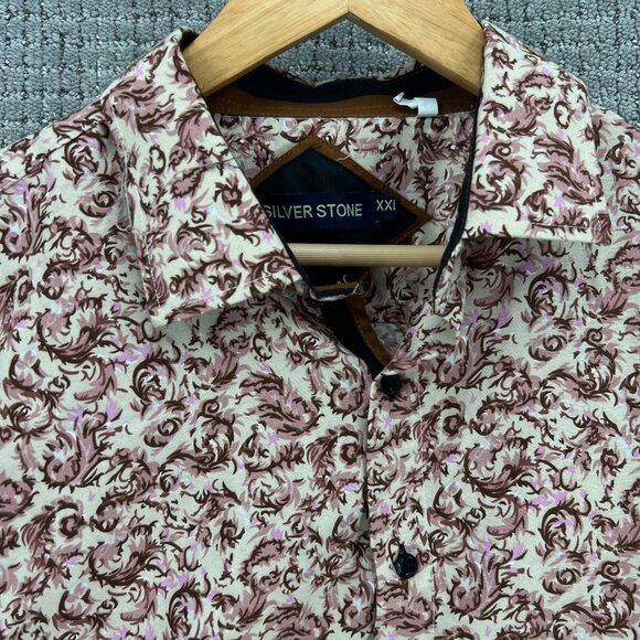 Silver Stone Shirt Mens 2XL Multicolor Floral Pattern Modern Fit Button Down Y2k - Picture 6 of 10
